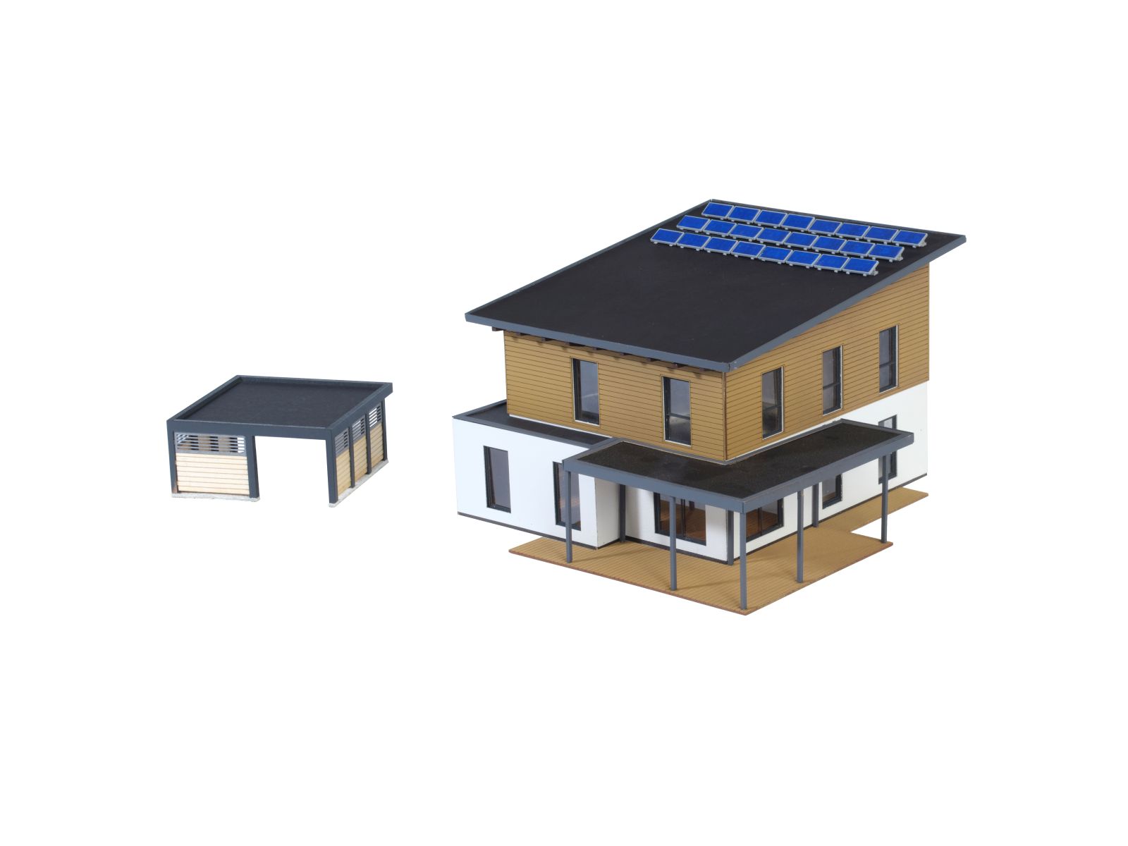 Kibri 38337 - Kubushaus Saskia mit Carport- Polyplate Bausatz