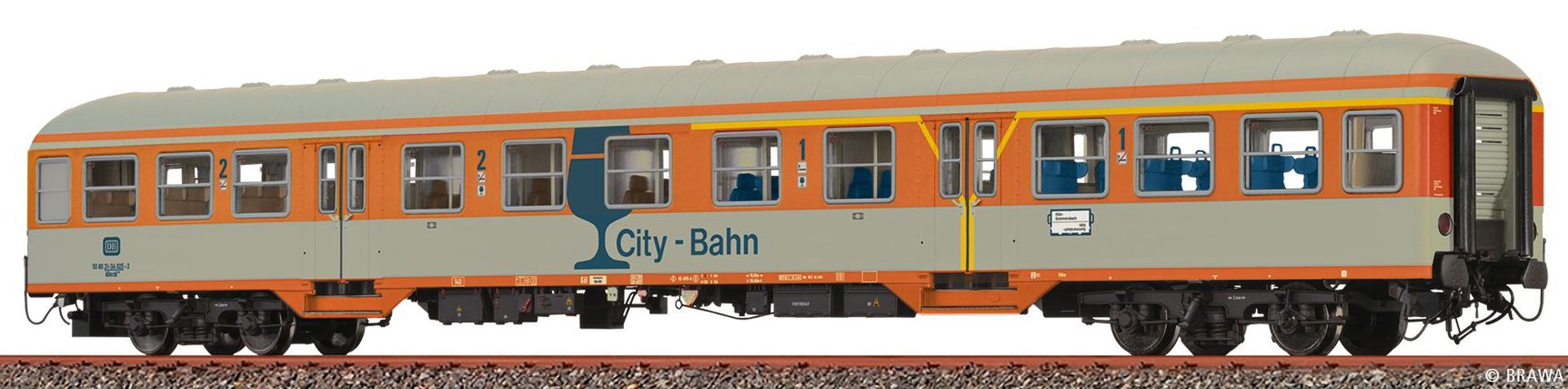 Brawa 46644 - Personenwagen ABnrzb 772 'City-Bahn', DB, Ep.IV, DC-LED-Innenbeleuchtung