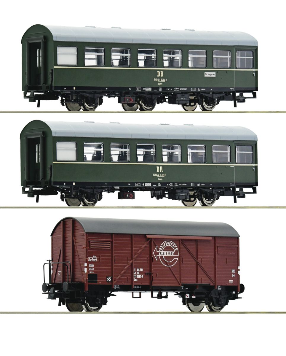 Roco 6200010 - 3er Set Personenzug mit Expressgutwagen, DR, Ep.IV