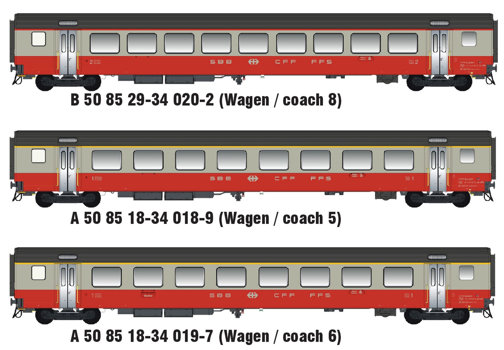 L.S. Models MW2108-3AC - 3er Set Personenwagen EW III, SBB, Ep.IV, Swiss Express, AC