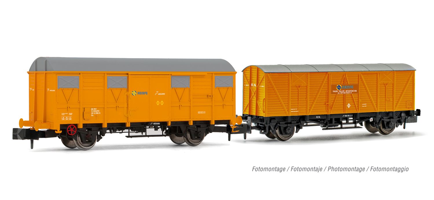 Arnold HN6555 - 2er Set gedeckte Güterwagen, RENFE, Ep.IV