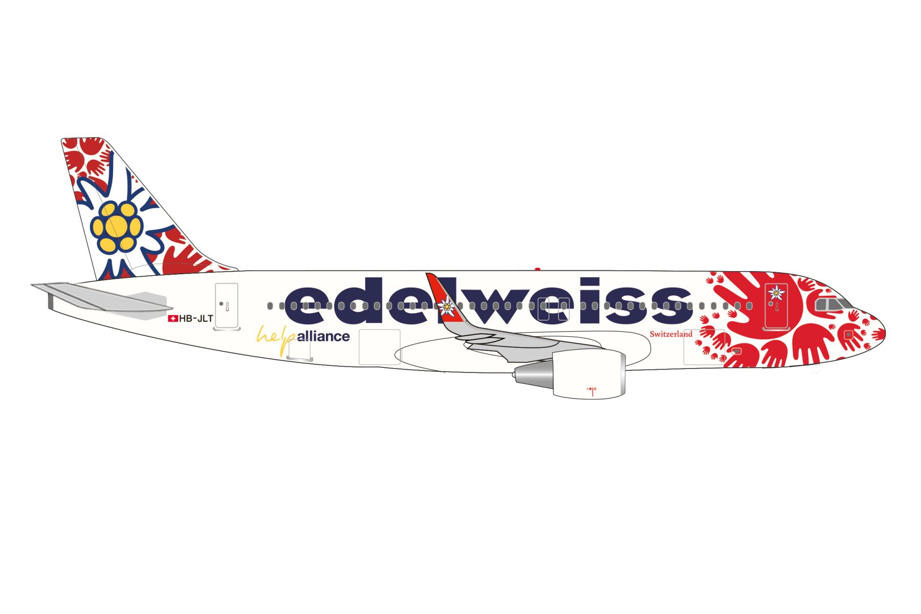 Herpa 537650 - Edelweiss Air Airbus A320 "Help Alliance"