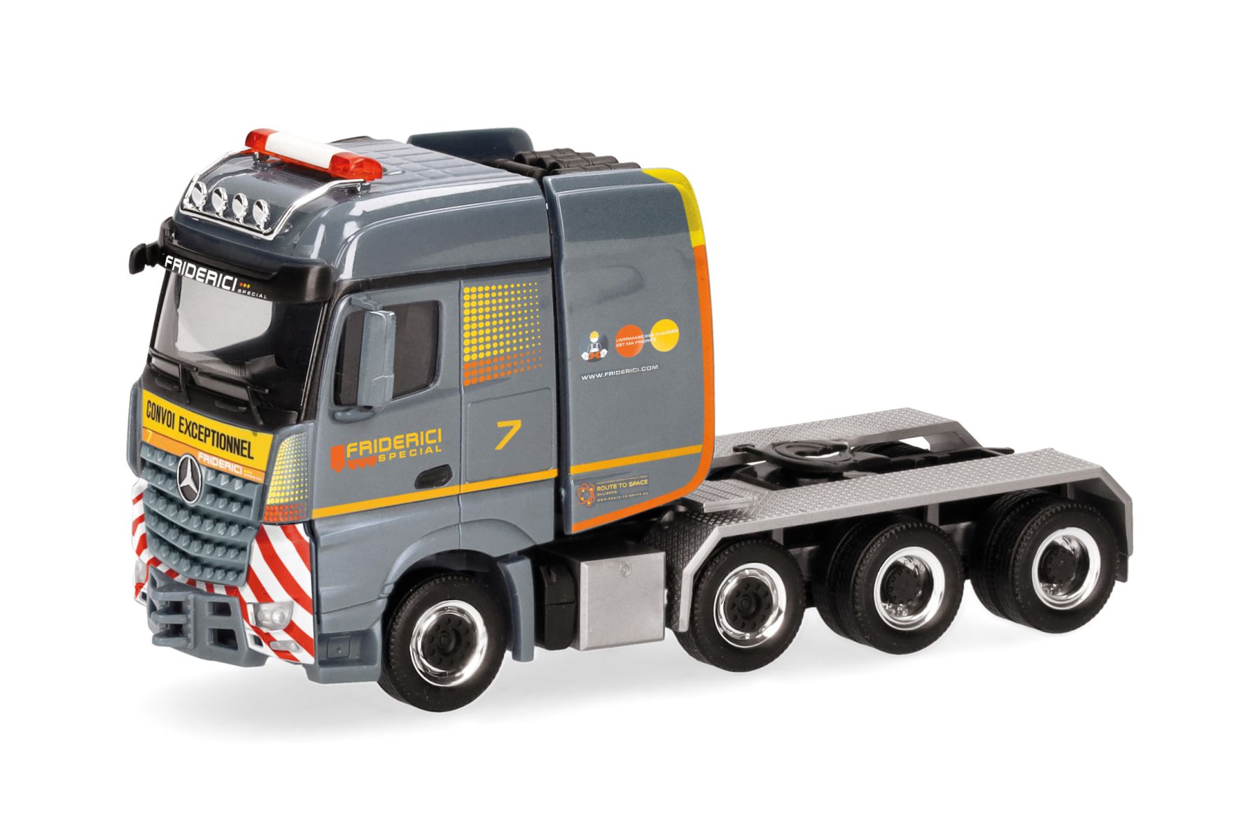 Herpa 317047 - Mercedes-Benz Arocs Bigspace Schwerlast-Zugmaschine 4achs "Friderici"