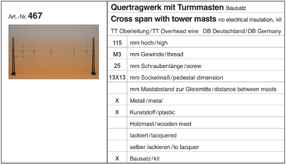 Sommerfeldt 467 - Quertragwerk mit Turmmasten, Bausatz