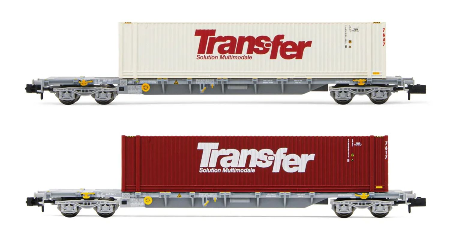 Arnold HN6584 - 2er Set Containerwagen Sgss, SNCF, Ep.V 'Transfer'