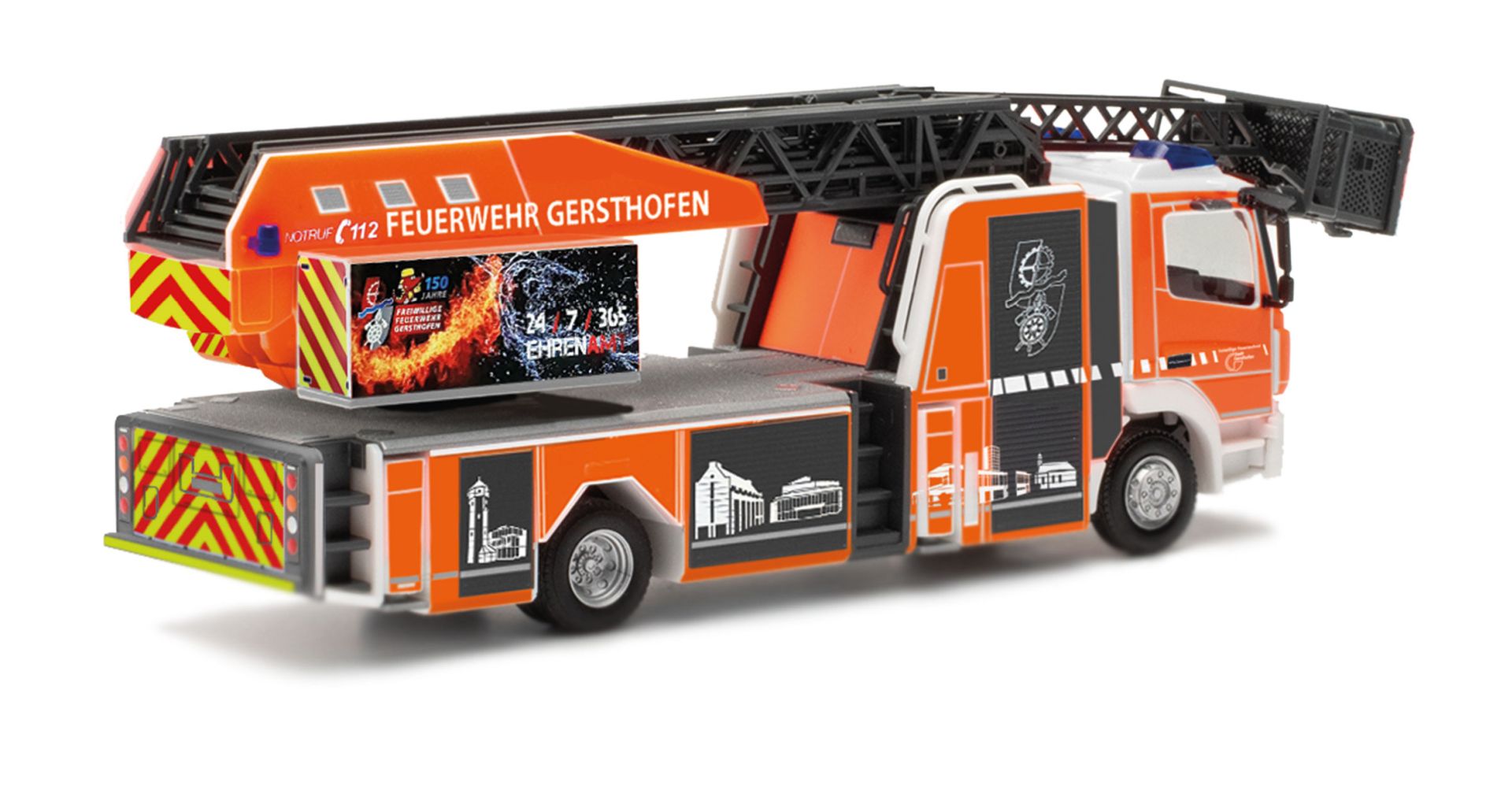 Herpa 097604 - Mercedes-Benz Atego Drehleiter mit Gerätekasten "Feuerwehr Gersthofen"