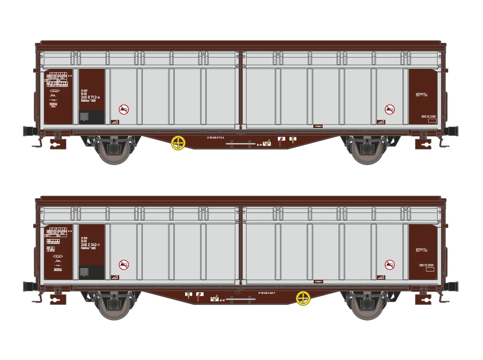 Hobbytrain H24653 - 2er Set Schiebewandwagen Hbbillns, DR, Ep.IV-V