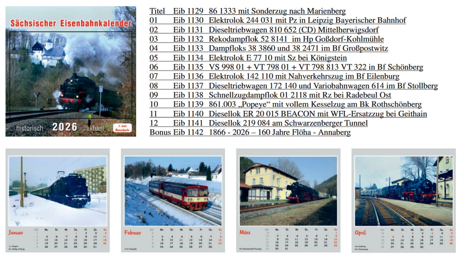 Böttger 96564-036 - Sächsischer Eisenbahnkalender - 2026
