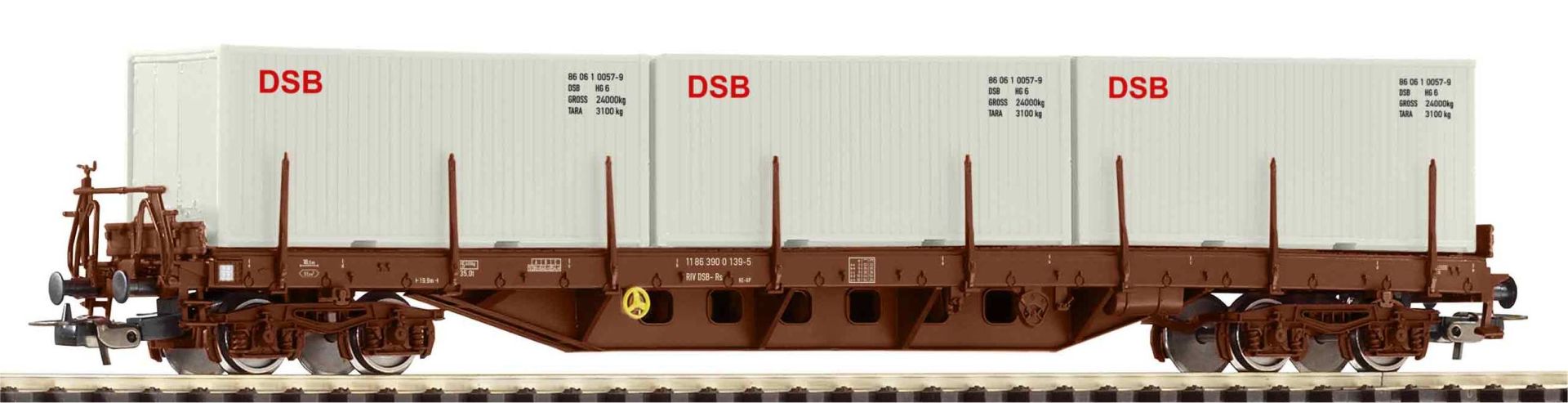 Piko 24527 - Containertragwagen Rs mit 3 Containern, DSB, Ep.IV