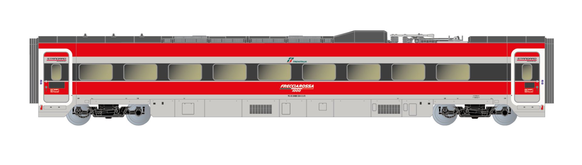 Arnold HN3512 - 4er Set Zwischenwagen, 4-tlg., Frecciarossa ETR 1000, FS-Trenitalia, Ep.VI