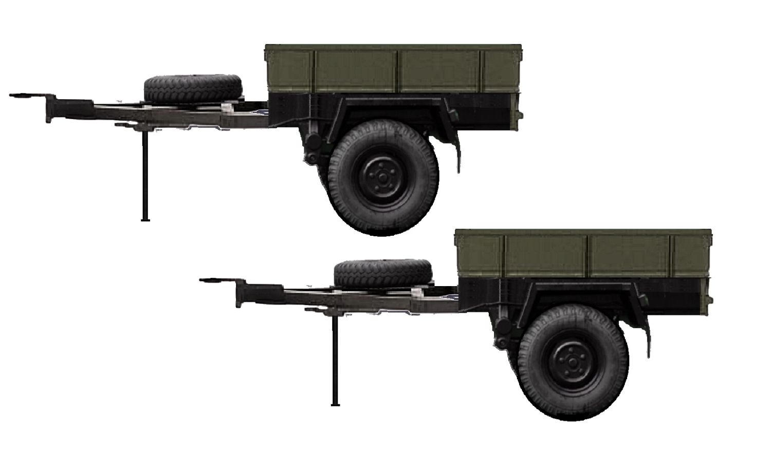 NPE-Modellbau NA88320 - Anhänger HL 10 Hochpritsche, militärgrün, 2 Stück