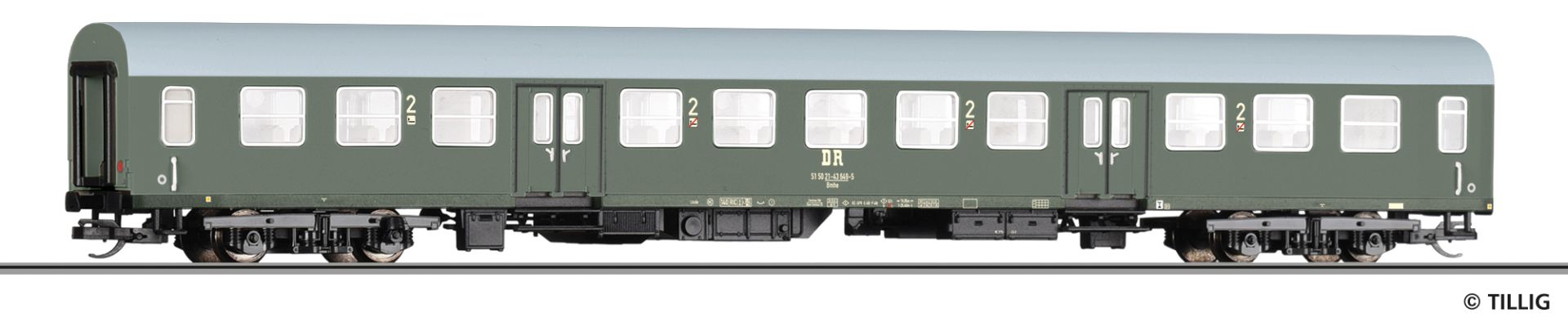 Tillig 12609 - Personenwagen Bmhe, 2. Klasse, DR, Ep.IV