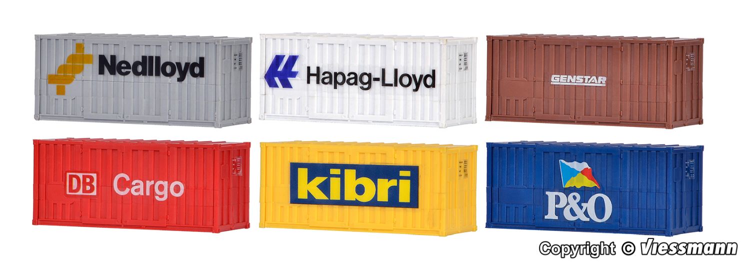 Kibri 37740 - 20-Fuß High Cube Container, 6 Stück