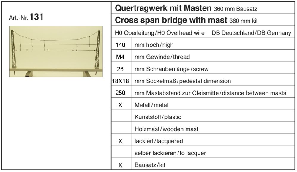 Sommerfeldt 131 - Einfach-Quertragwerk 0,9 m 360mm, BS