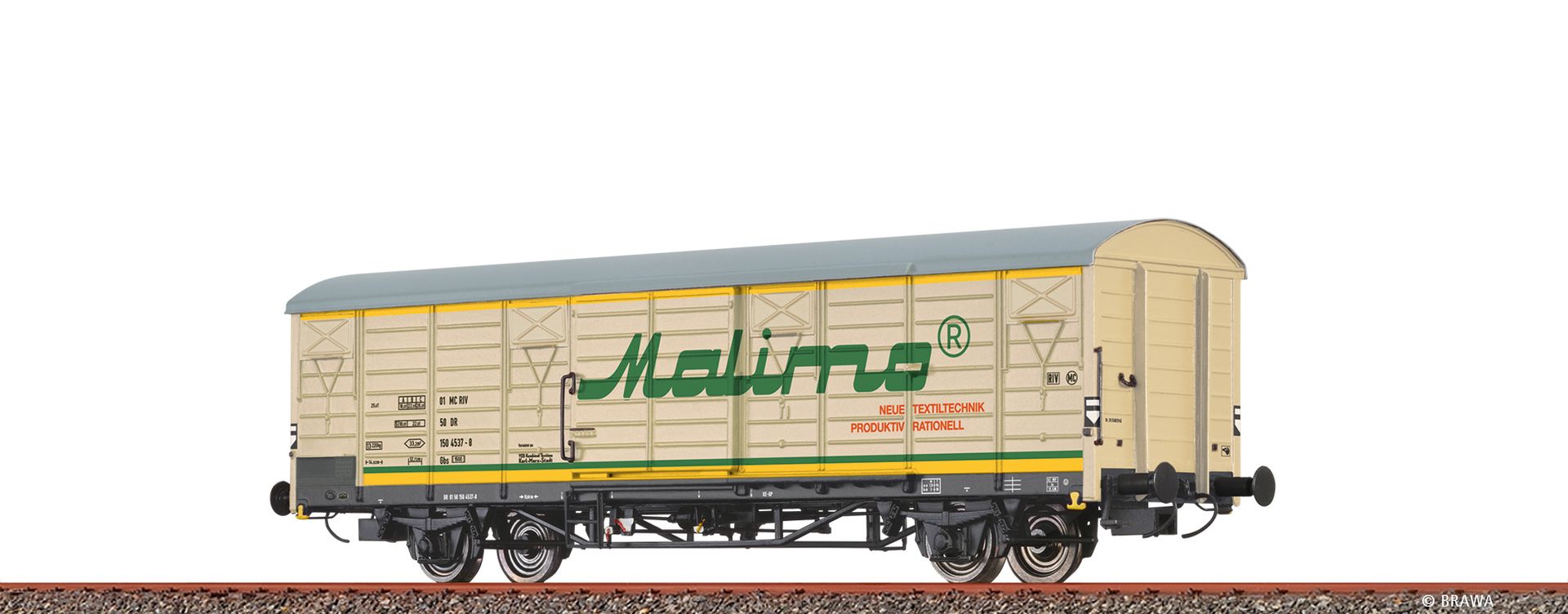 Brawa 49929 - Gedeckter Güterwagen Gbs 'Malimo', DR, Ep.IV