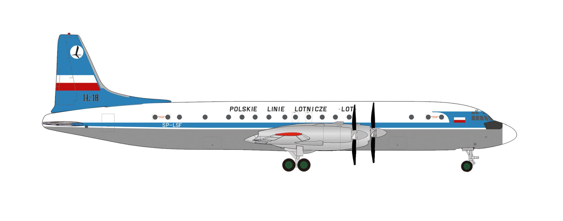 Herpa 538787 - LOT Polish Airlines Ilyushin IL-18 (original colors)