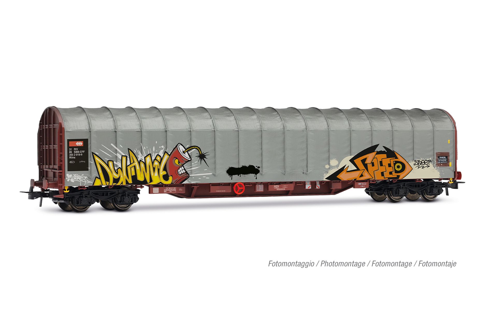 Rivarossi HR6681 - Schiebeplanenwagen Rils, SBB, Ep.V, Graffiti