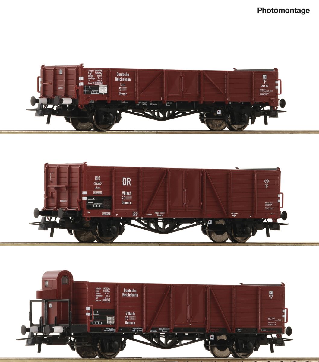 Roco 6600102 - 3er Set offene Güterwagen, DRG, Ep.II