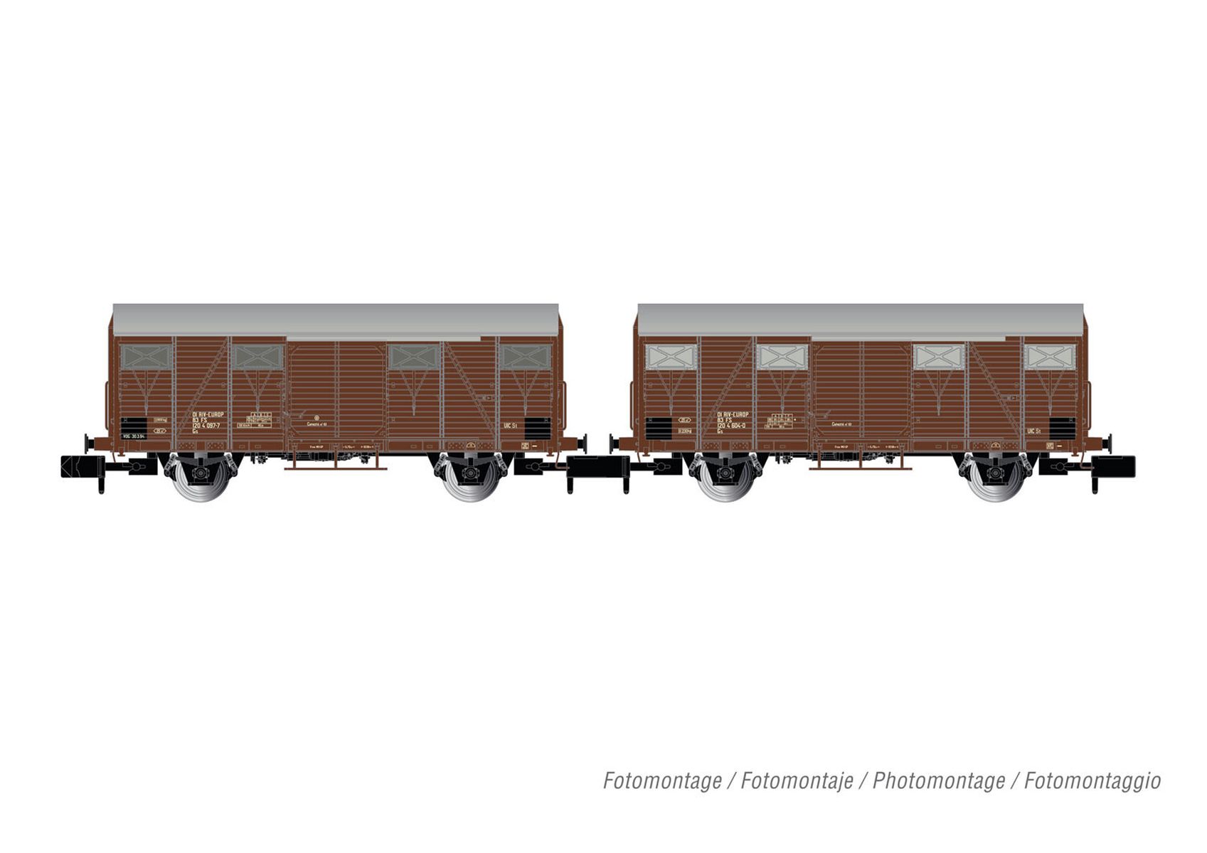 Arnold HN6574 - 2er Set gedeckte Güterwagen Gs, FS, Ep.IV