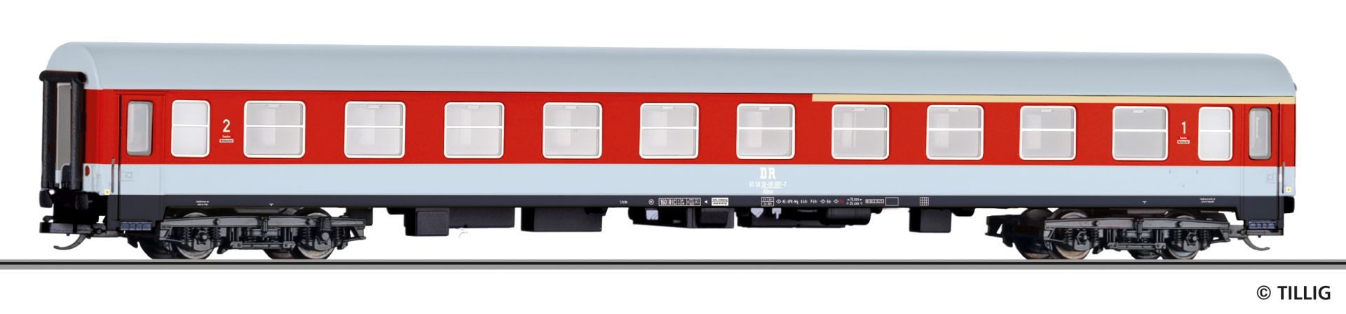 Tillig 502541 - Personenwagen, Baumusterwagen Z-2, 1./2. Klasse, DR, Ep.IV