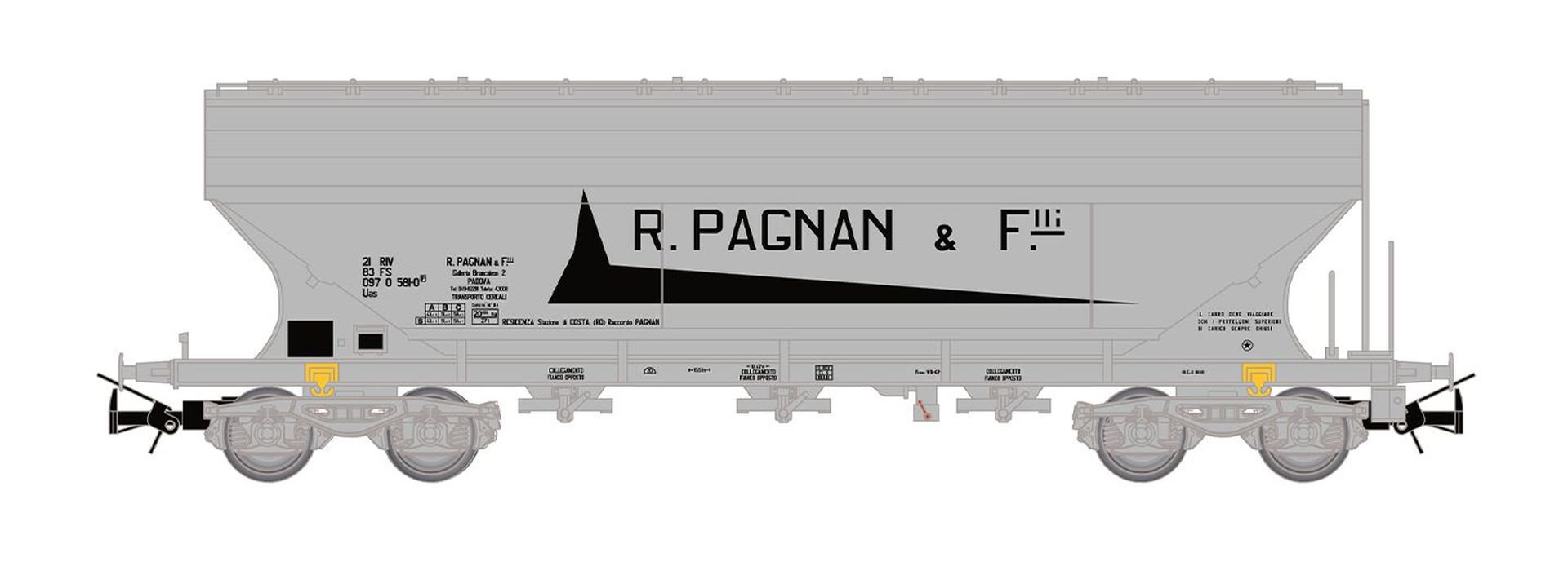 Rivarossi HR6678 - 2er Set Getreidesilowagen Uas, FS, Ep.IV 'Pagnan'