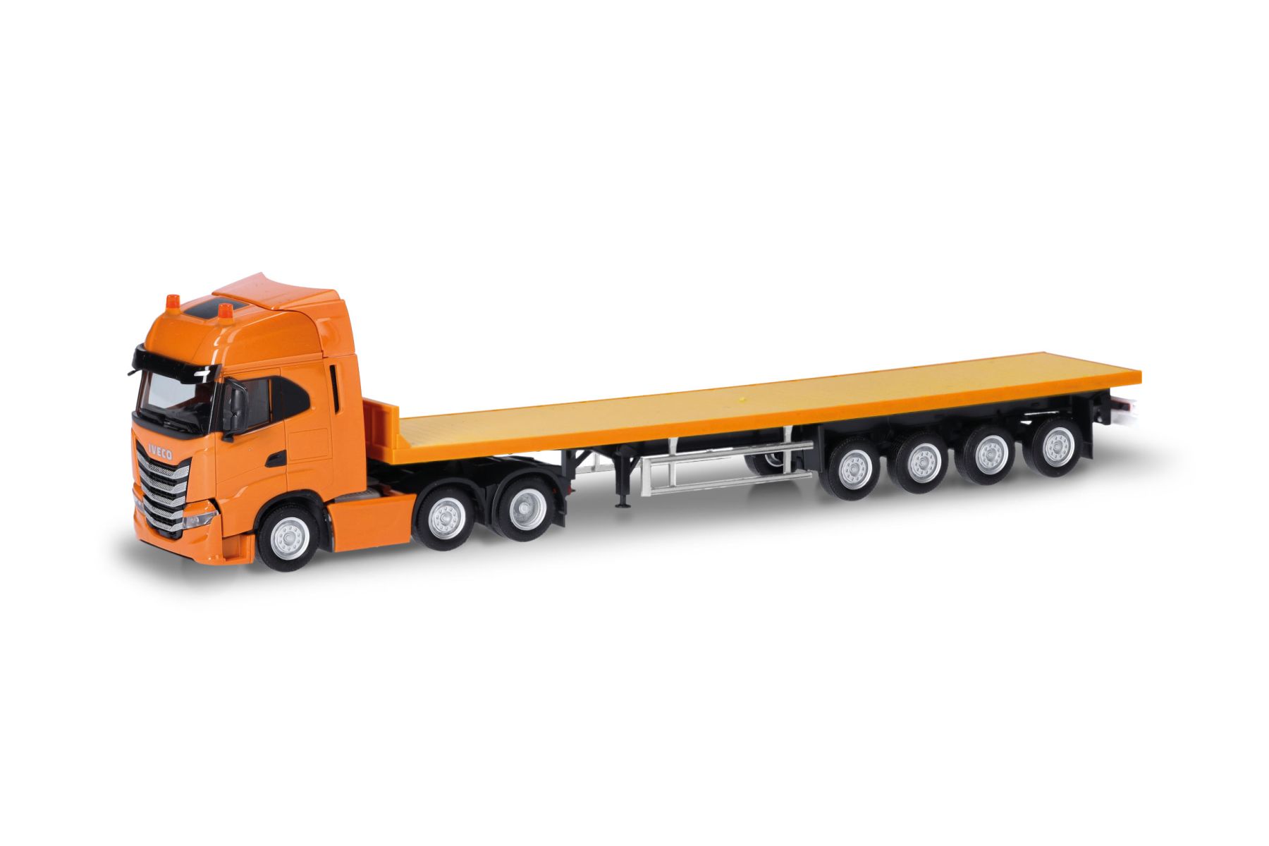 Herpa 318259 - Iveco S-Way 6x2 Flachbett-Sattelzug, kommunalorange