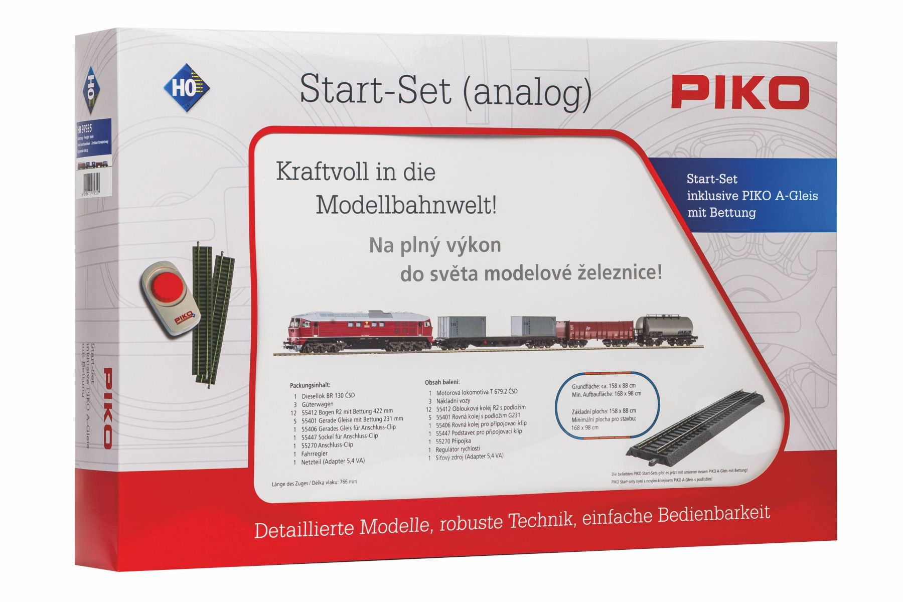 Piko 97935 - Analoges Startset mit BR 130 und Güterzug, CSD, Ep.IV, A-Gleis mit Bettung Piko 97935 - Analoges Startset mit BR 130 und Güterzug, CSD, Ep.IV, A-Gleis mit Bettung