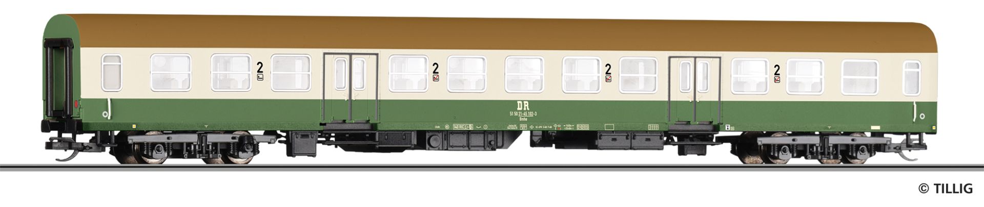 Tillig 12607 - Personenwagen Bmhe, 2. Klasse, DR, Ep.IV