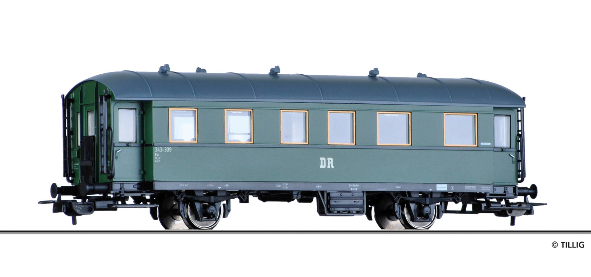 Tillig 74972 - Personenwagen Bip, 2. Klasse, DR, Ep.III