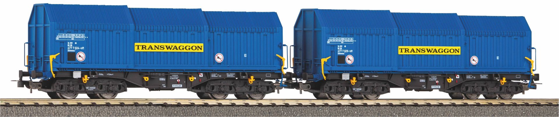 Piko 58296 - 2er Set Teleskophaubenwagen, Transwaggon, Ep.V