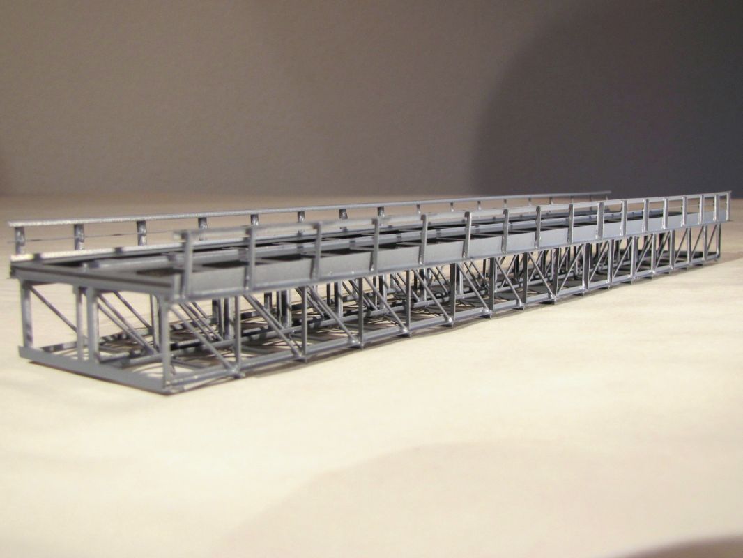 Hack 21190 - KN30-2 - Kasten-Unterzugbrücke, 30cm, 2-gleisig, grau