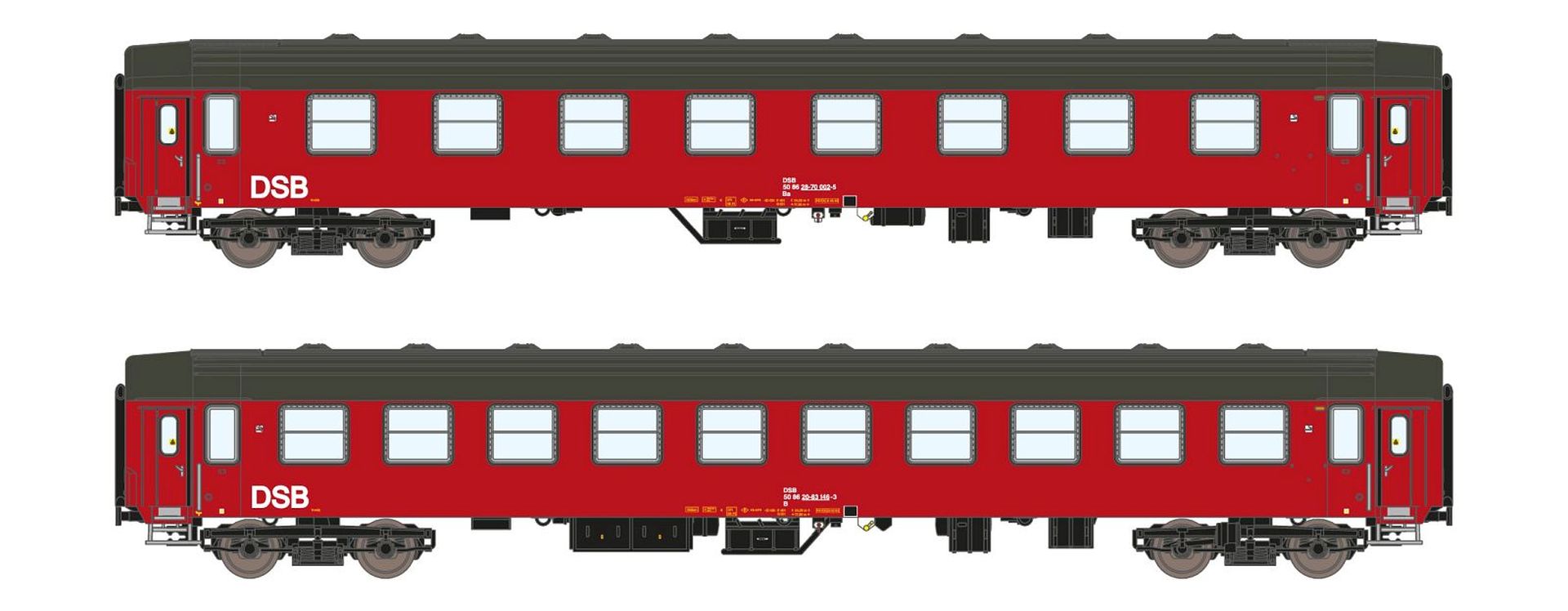 ASM 25102 - 2er Set Personenwagen UIC-Y, B, DSB, Ep.IV