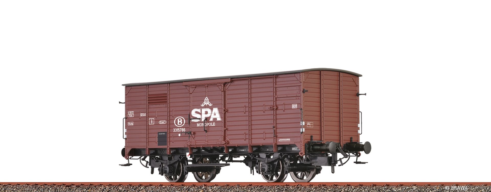Brawa 49886 - Gedeckter Güterwagen G10 'Spa Monopole', SNCB, Ep.III