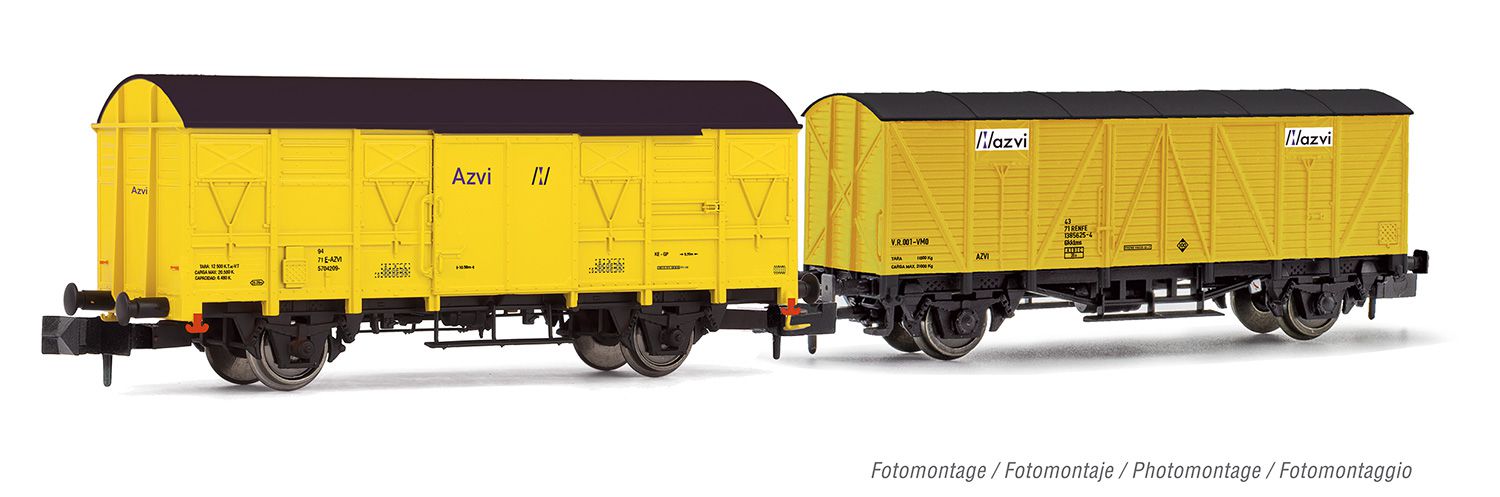Arnold HN6517 - 2er Set gedeckte Güterwagen, AZVI, Ep.V-VI