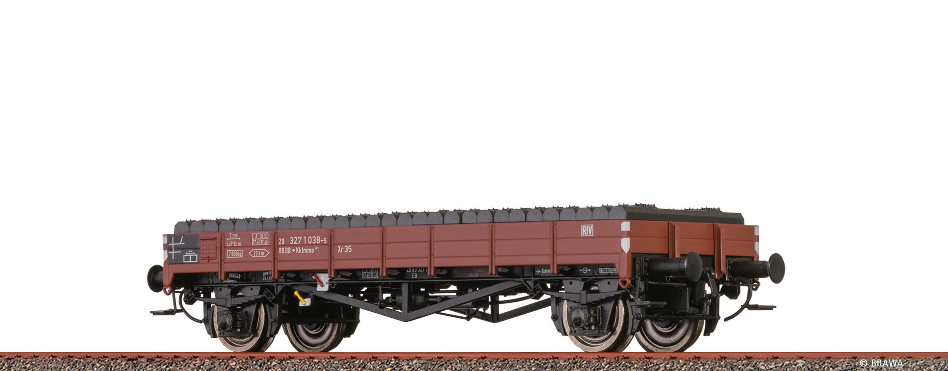 Brawa 50888 - Flachwagen Xr35 DB mit Schwellen, DB, Ep.IV