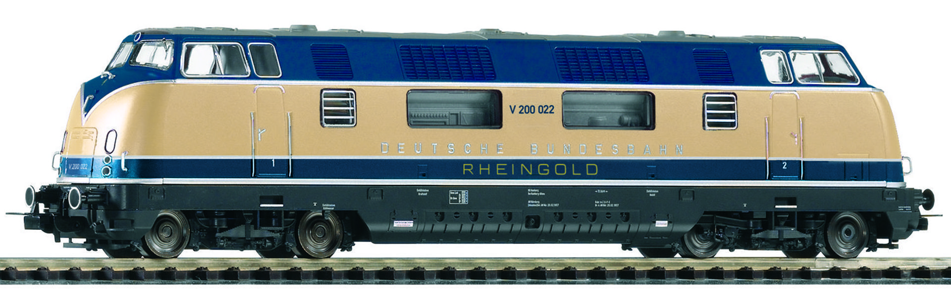 Tillig 502XX2-ZZ - Diesellok V200 022 'Rheingold' blau-beige, DB, Ep.III, Zimo-Sound