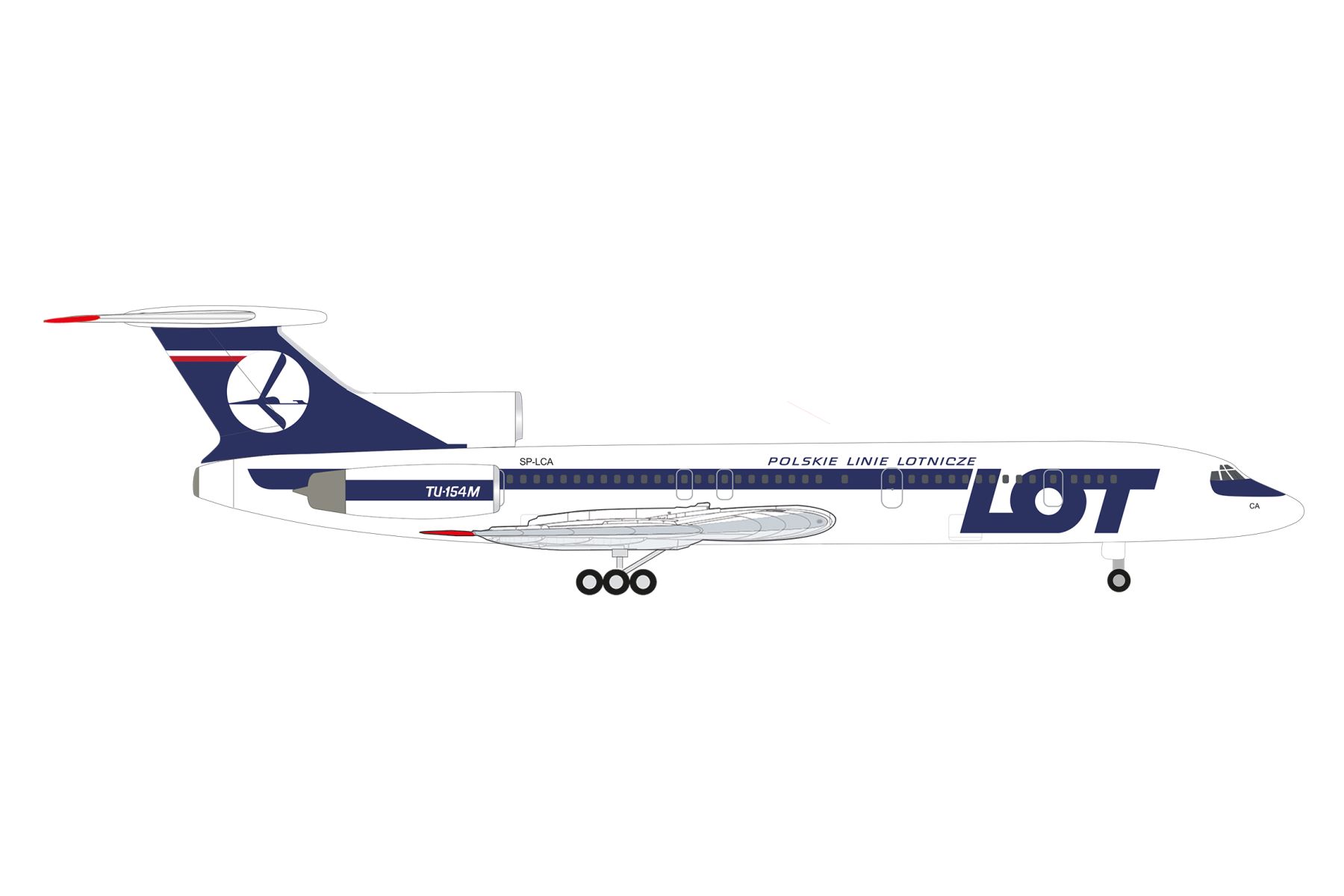 Herpa 538121 - LOT Polish Airlines Tupolev TU-154M