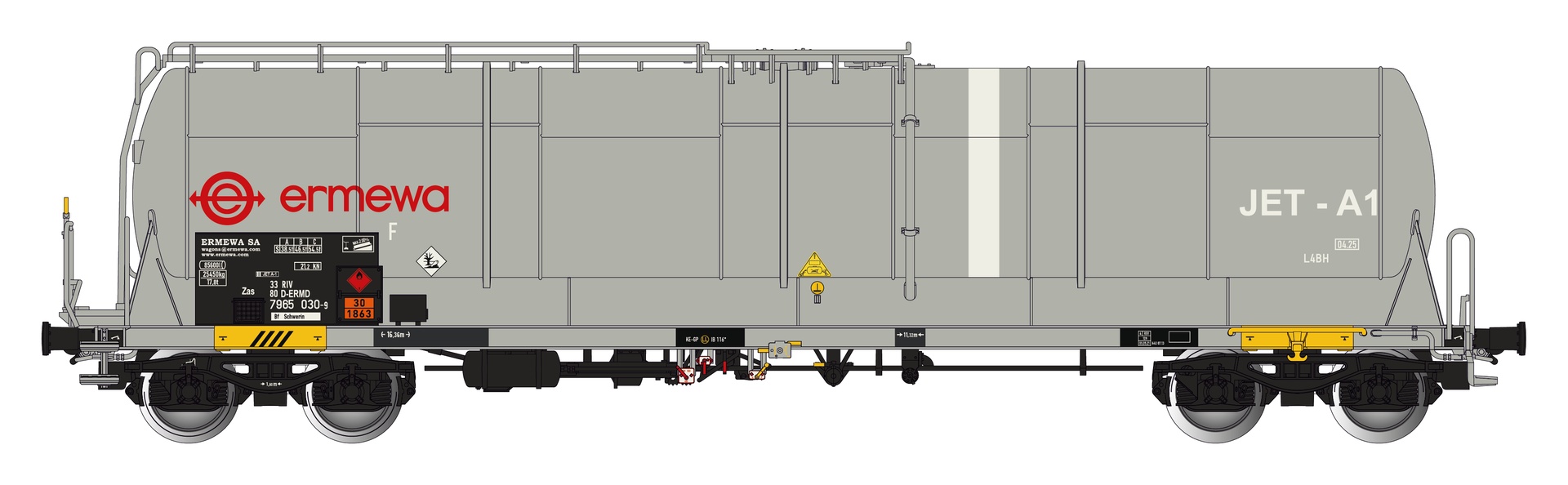 Albert Modell 796008 - Kesselwagen Zas, D-ERMD, Ep.VI 'ermewa'