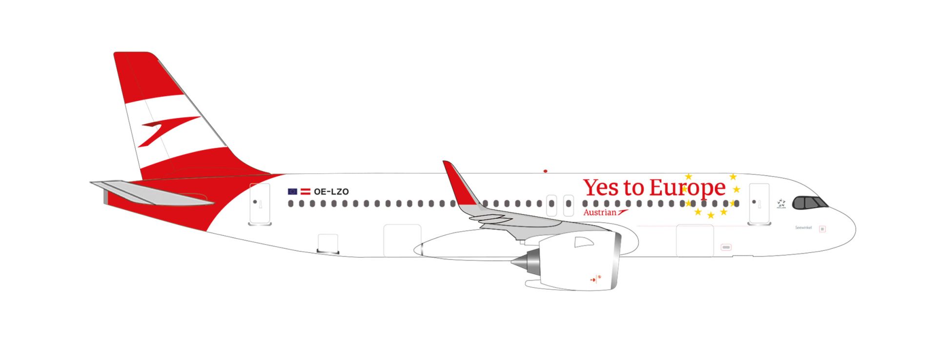 Herpa 538145 - Austrian Airlines Airbus A320neo "Yes to Europe"