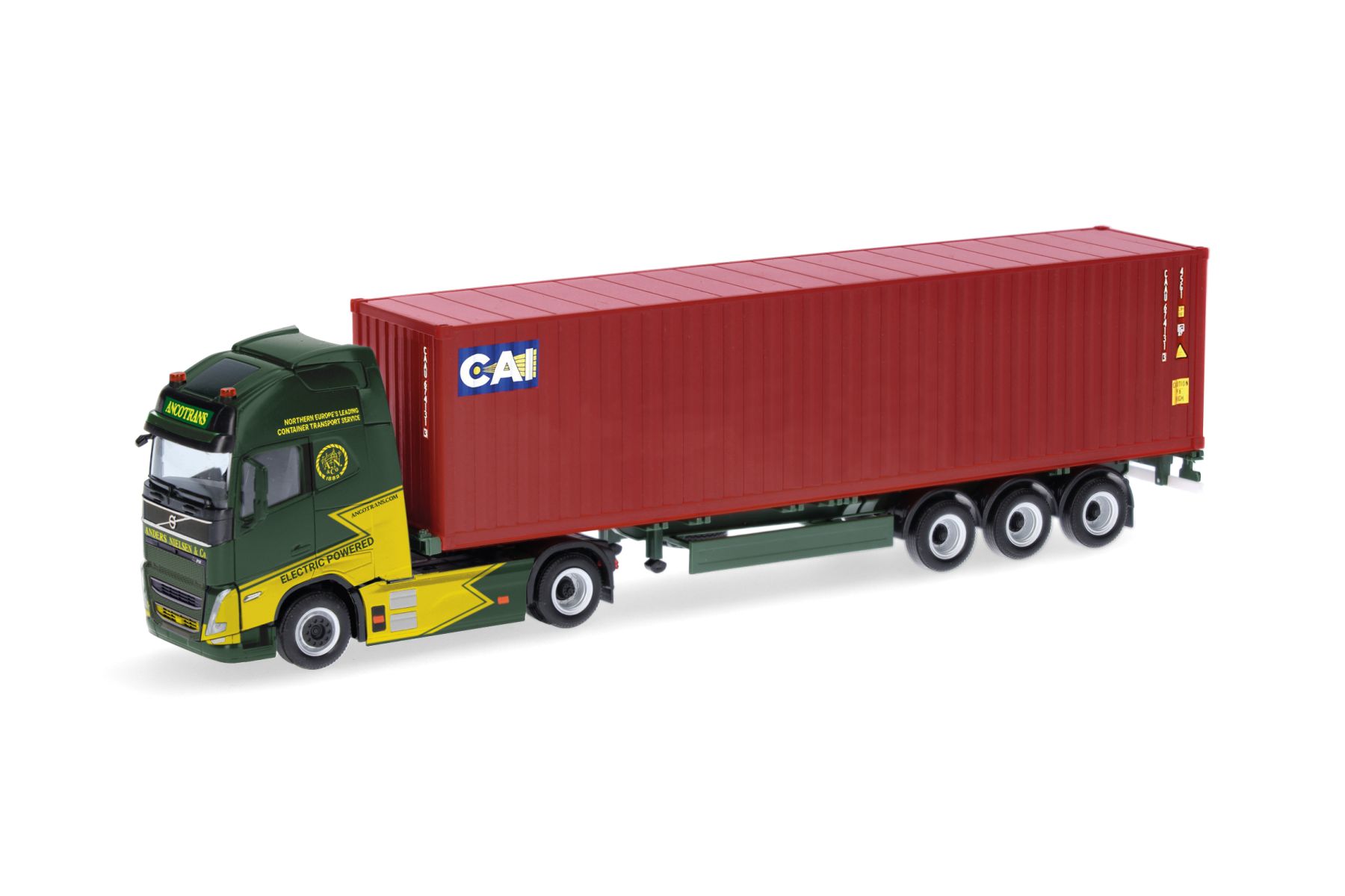 Herpa 319256 - Volvo FH GL XL Electric 40ft Container-Sattelzug "Ancotrans/CAI"