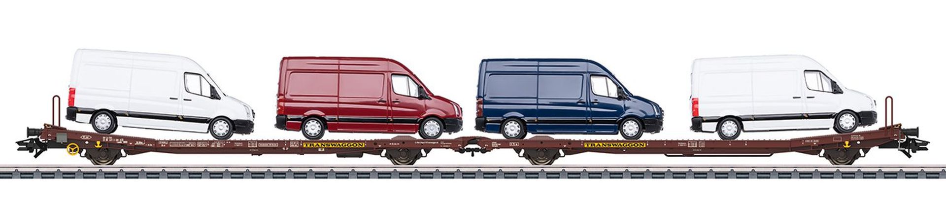 Märklin 47430 - Flachwagenpaar Laads 800B mit 4 VW Crafter, DBAG, Ep.V 'Transwaggon'