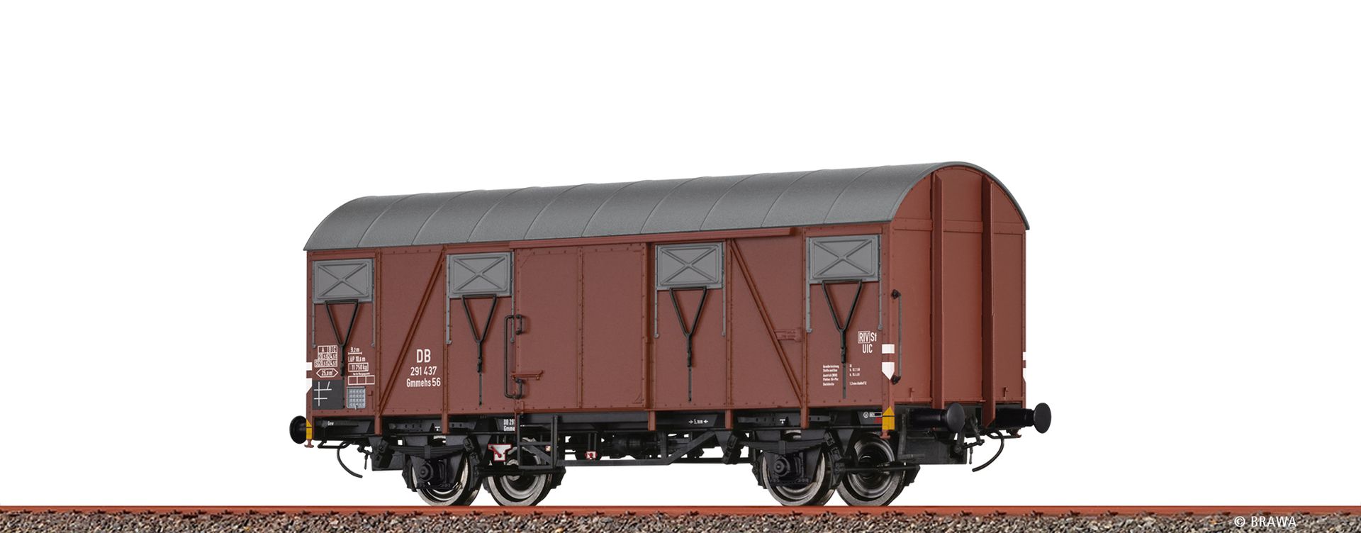 Brawa 50149 - Gedeckter Güterwagen Gmmehs56, DB, Ep.III