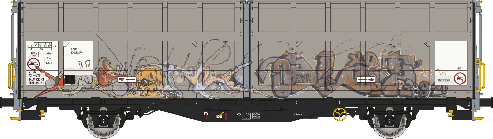 Albert Modell 245047 - Schiebewandwagen Hbbillns, GySEV, Ep.VI 'Graffiti einseitig'