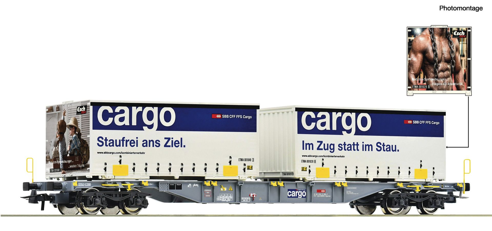Roco 6600028 - Containertragwagen Sgnss, SBB-Cargo, Ep.VI