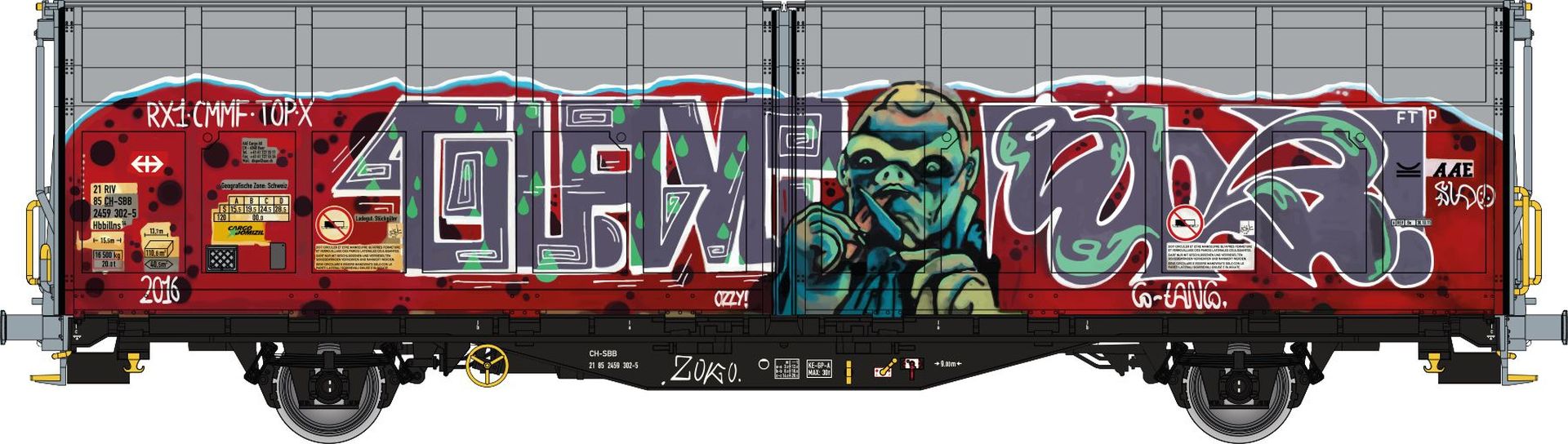 Albert Modell 245043 - Schiebewandwagen Hbbillns, CH-SBB, Ep.VI 'Graffiti beidseitig'