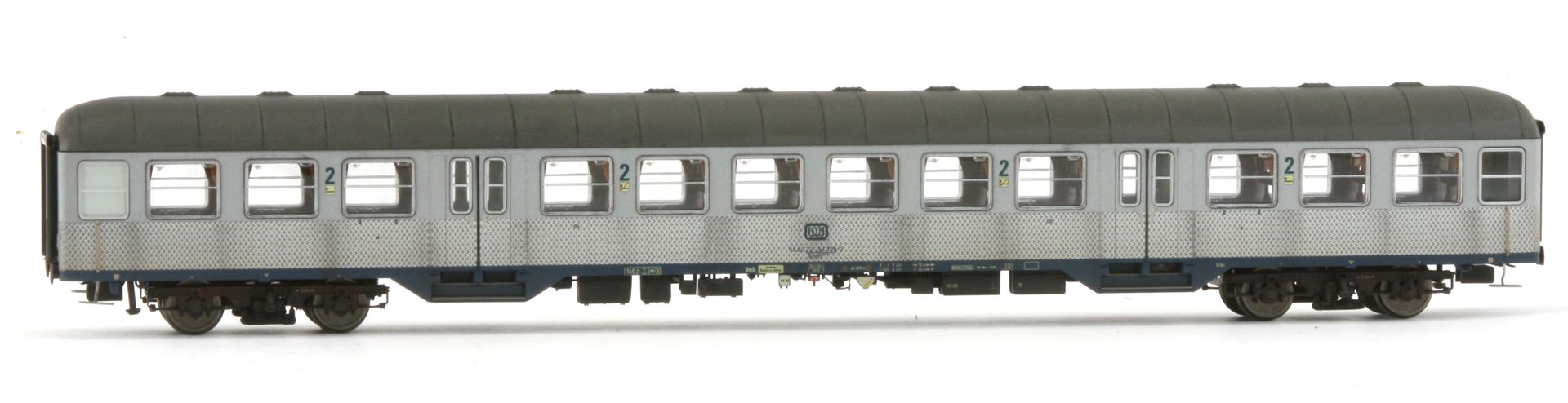 Saxonia 87053 - 4er Set Personenwagen 'Silberlinge', DB, Ep.IV, mit. Innenbel., gealtert
