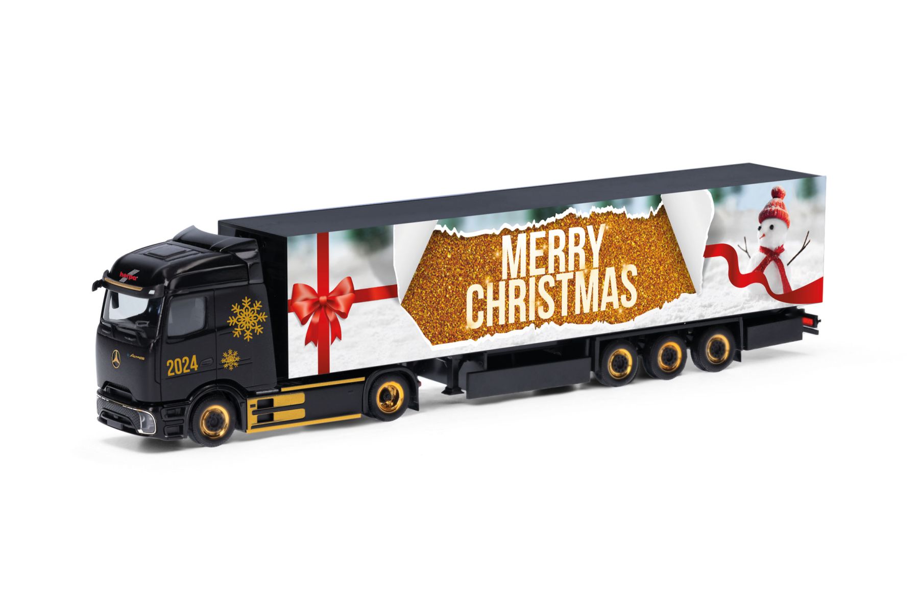 Herpa 318310 - Mercedes-Benz eActros 600 Procabin Koffer-Sattelzug "Weihnachten 2024"