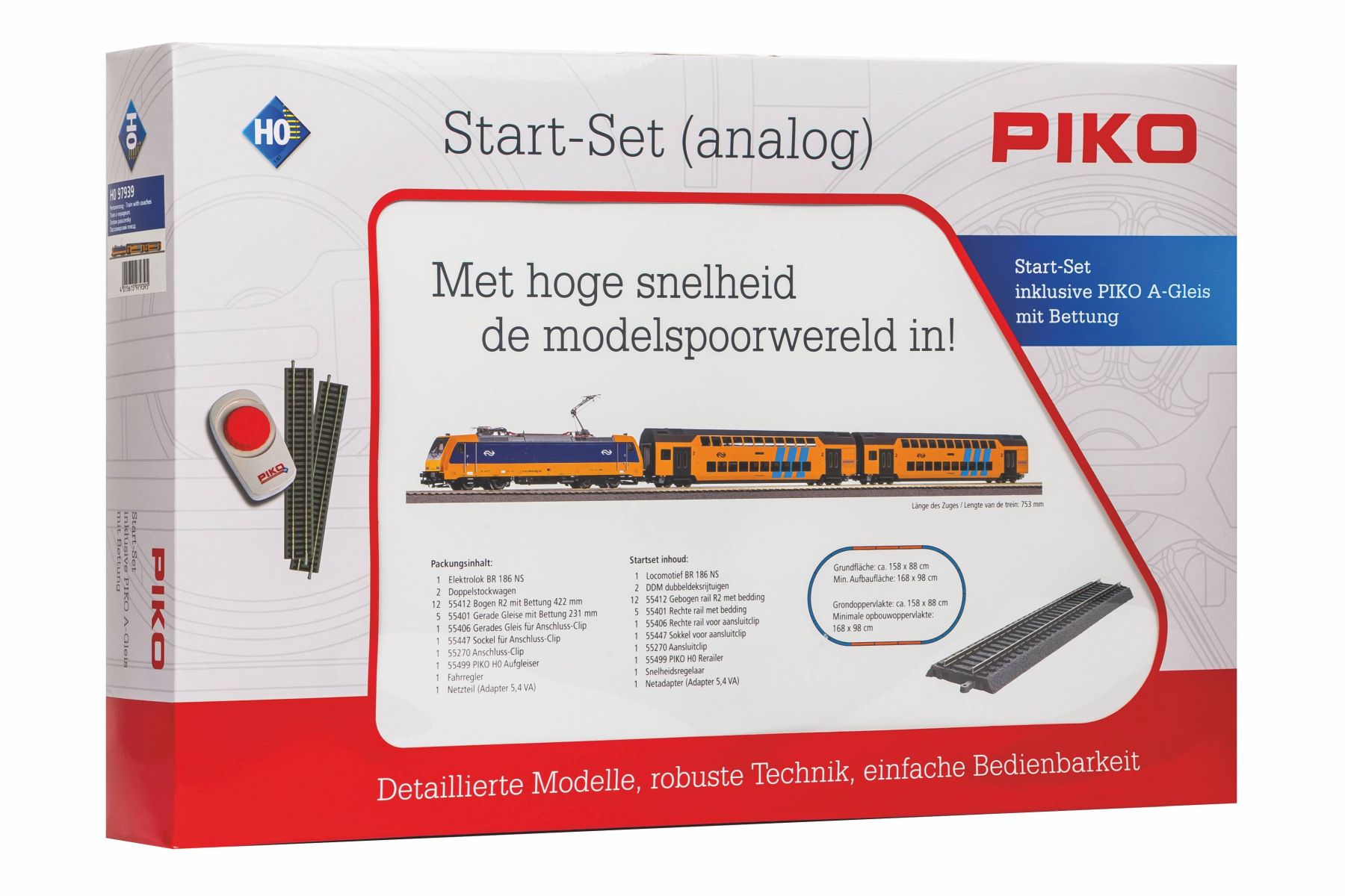 Piko 97939 - Analoges Startset mit E-Lok und Doppelstockzug, NS, Ep.V, Bettungsgleis Piko 97939 - Analoges Startset mit E-Lok und Doppelstockzug, NS, Ep.V, Bettungsgleis