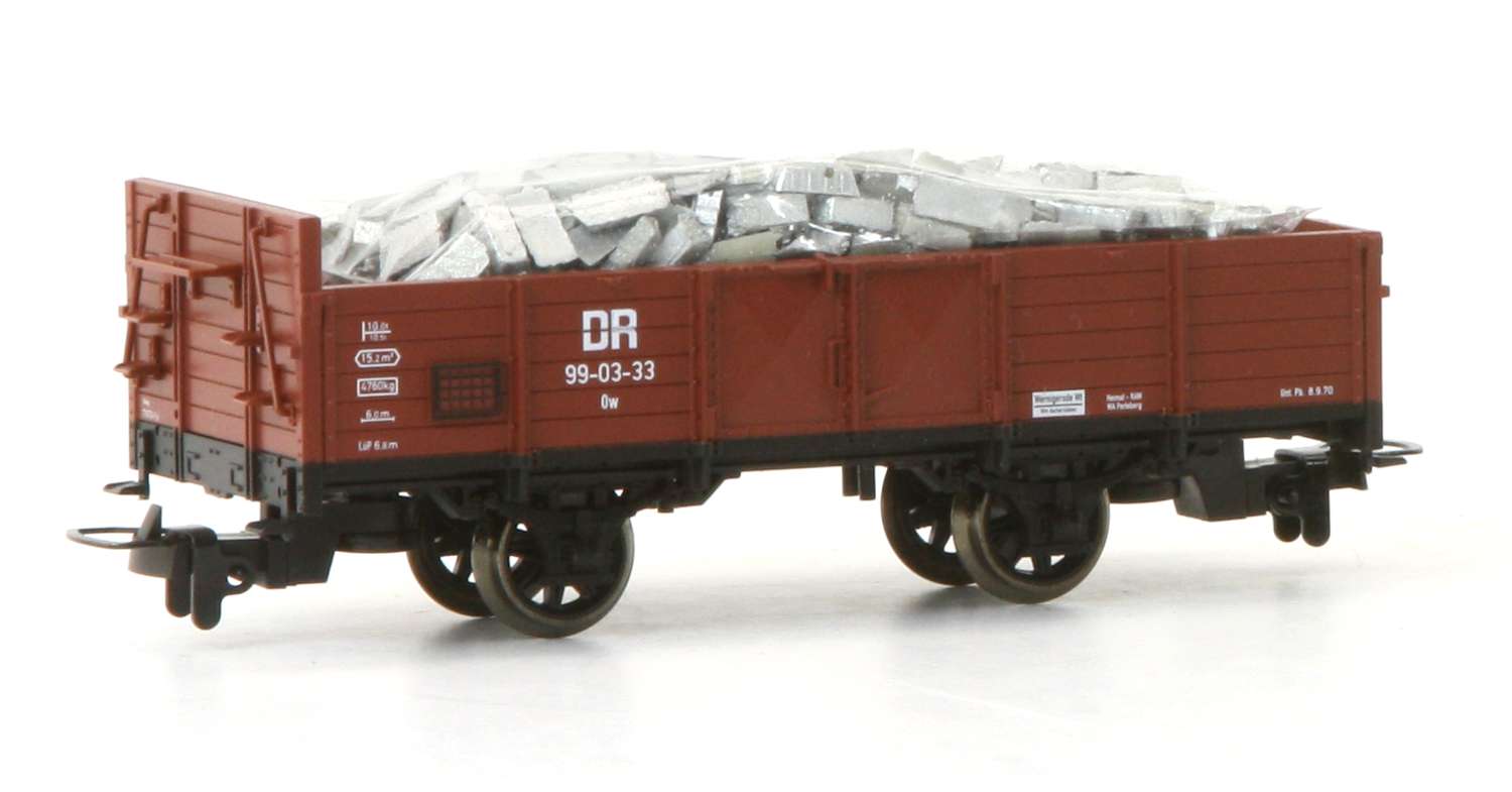 Tillig 15937 - Offener Güterwagen Ow mit Aluminium-Masseln, DR, Ep.III