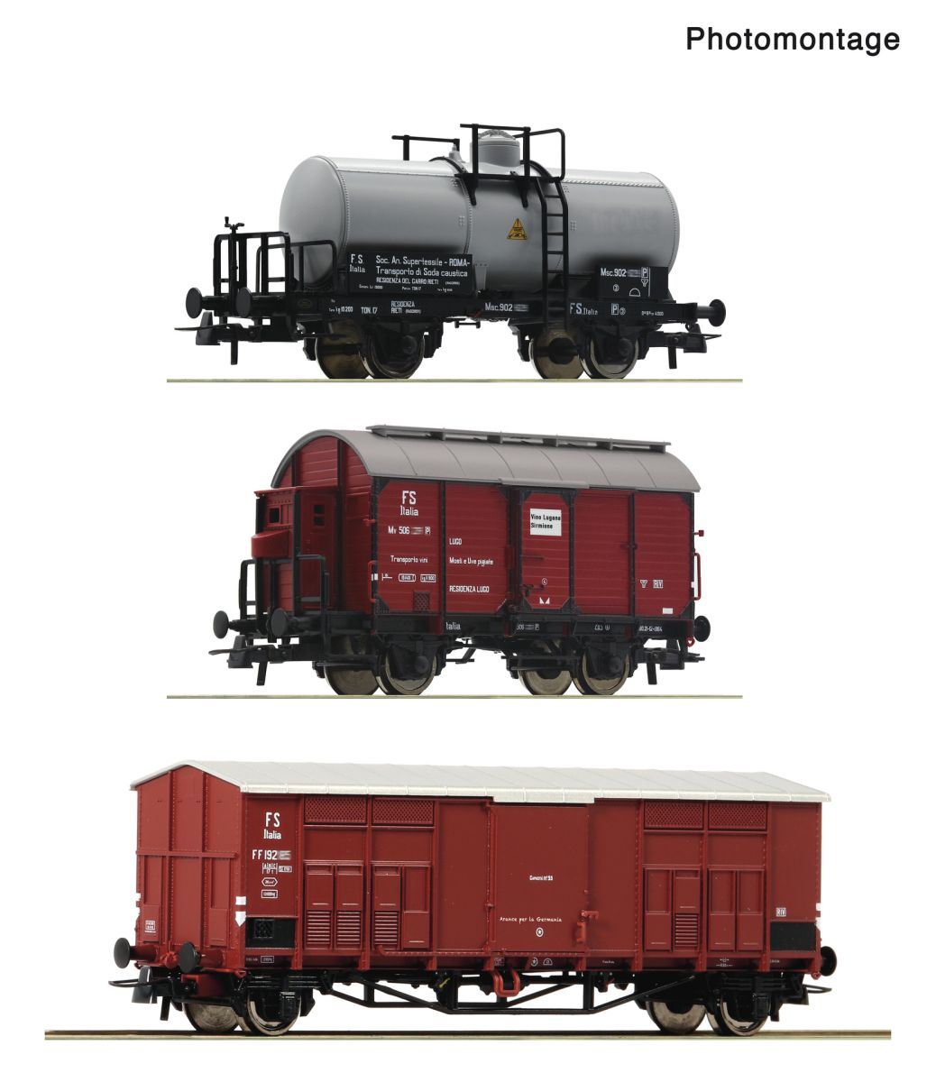 Roco 6600229 - 3er Set Güterwagen, FS, Ep.III